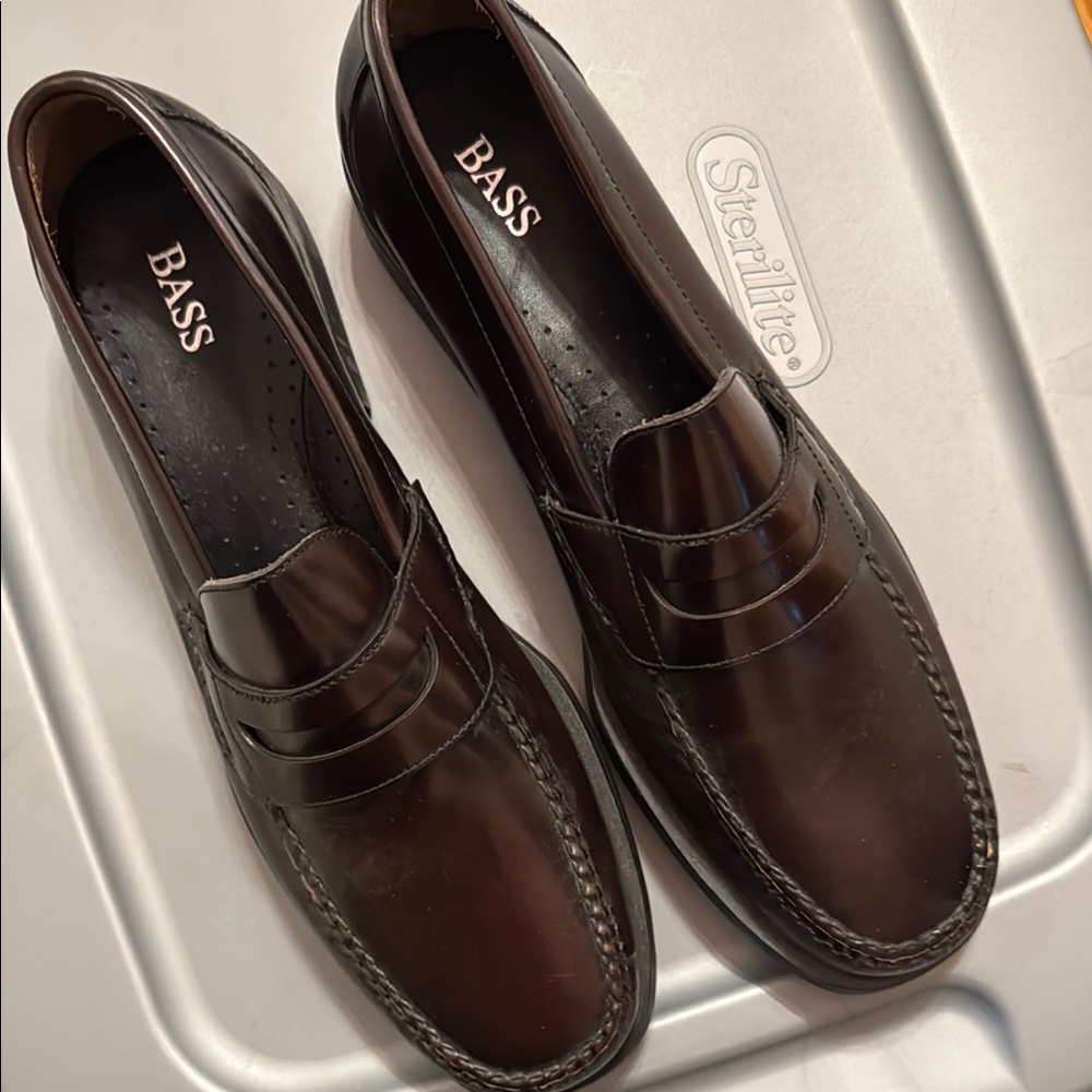 Bass Brown Leather Moccasin Loafers Slip-Ons